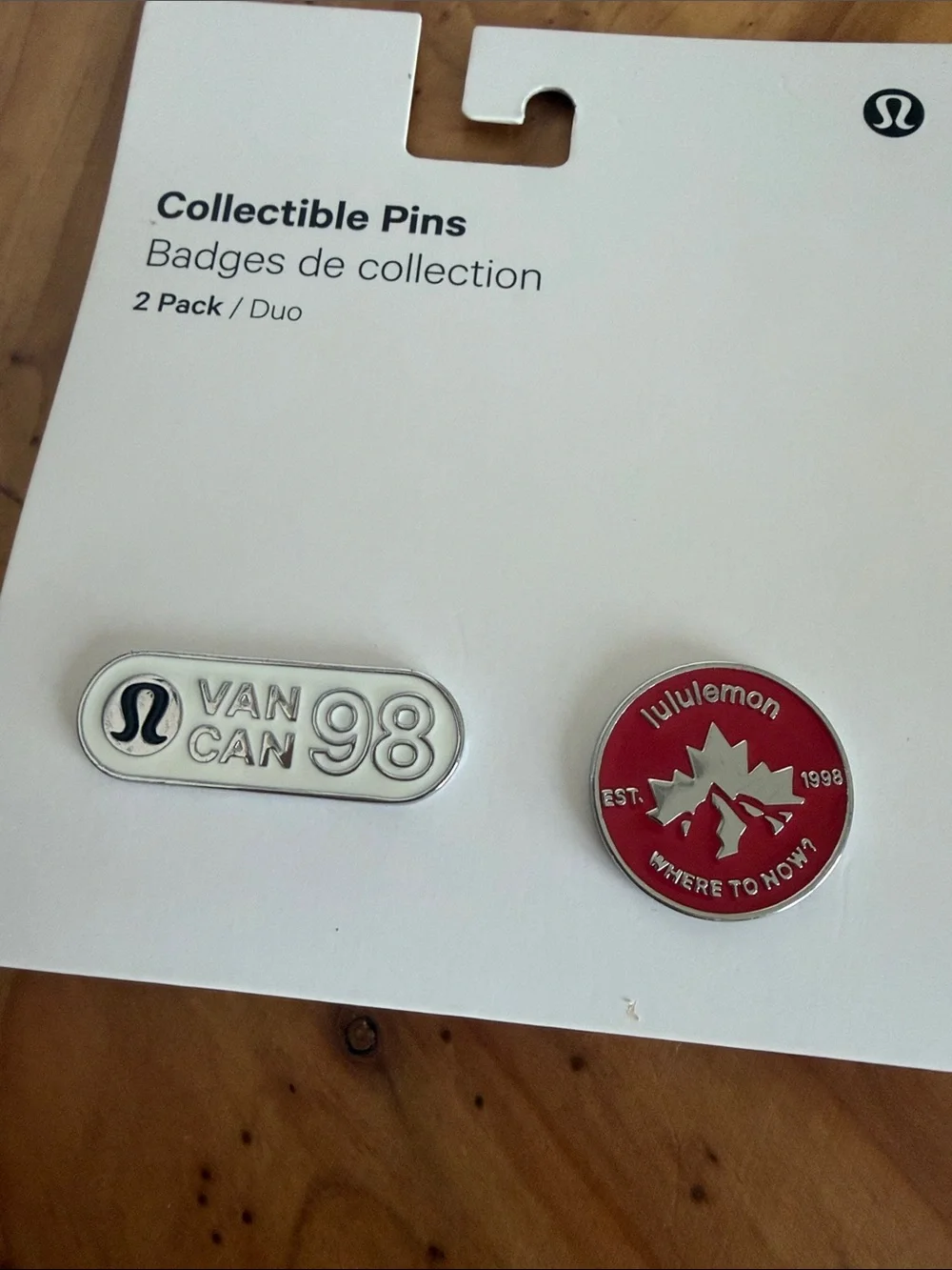 lululemon athletica Red and Silver Collectible Pin Set - VAN CAN 98